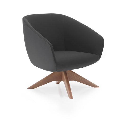 Sillón Breck Lounge Patas Madera con Base Giratoria